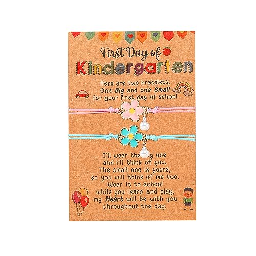 Aktully Back to School Mommy and Me Bracelet Flower Matching Wish Bracelet First Day of School Bracelet for Mother Daughter Bracelet Jewelry