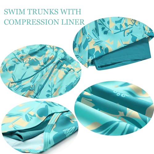 Boys' Rash Guard Set Two Piece Swimsuits Kids Short Sleeve Swimwear Swim Trunks with Compression Liner(5-16T)3