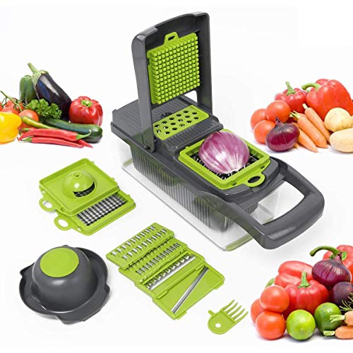 Food Chopper 8 in 1 Zwiebelhacker Gemüseschneider Dicer, Kartoffelfrucht- und Käseschneider, verstellbares Küchenwerkzeug mit