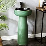 Lavandino Art Hotel Home Lavabo in Ceramica Artigianale Compatto con Scarico e Rubinetto per Interni e (B-40x40x85cm) (H 40x40x85cm)
