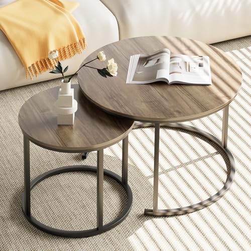 aboxoo Coffee Table Nesting Side Round Table Set of 2