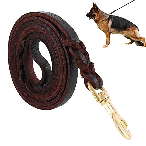 Guinzaglio per Cani Intrecciato in Cuoio Vero Corda Regolabile di Addestramento per Cane Grande o Medio (200cm)