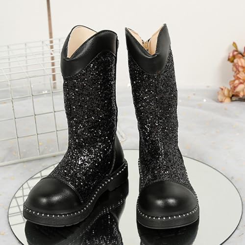Girls Cowgirl Boots Sparkly Cowboy Dress Boots Tall Princess Knee High Dress Up Party Boots Kids Formal Holiday Shoes3