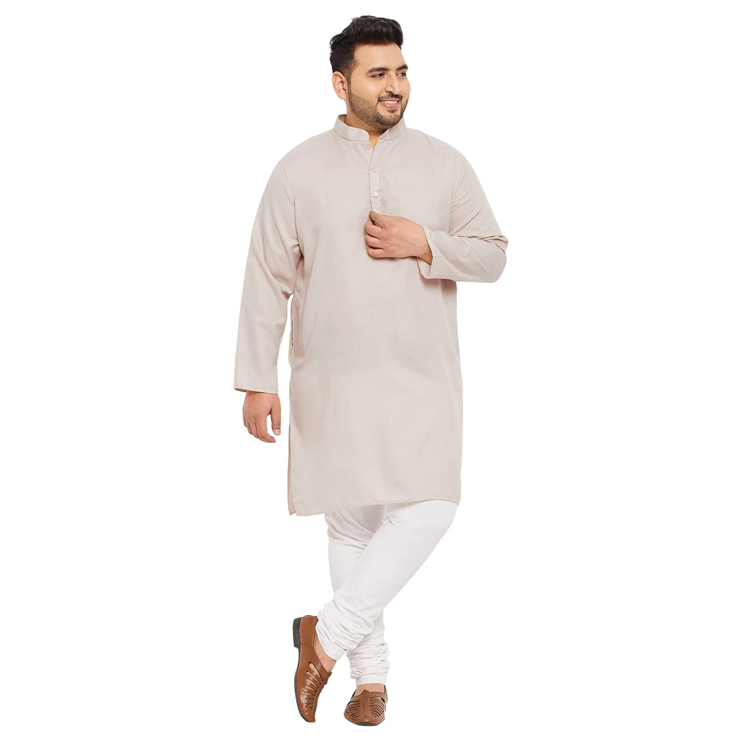Bigbanana Plus Size Men's Regular Fit Kurta (Ullas-Offwhite,Offwhite,2Xl)