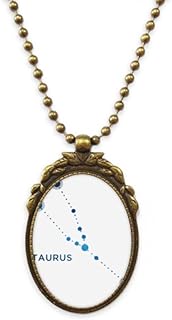 DIYthinker Taurus Constellation Sign Zodiac Antique Brass Necklace Vintage Pendant Jewelry Deluxe Gift