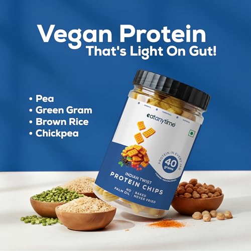Image of Eat Anytime - Multigrain Protein Chips, Indian Twist | 40 g protein per pack | Baked, Not Fried | No Palm Oil |High Protein, Low Calories (under 160) | 150 g