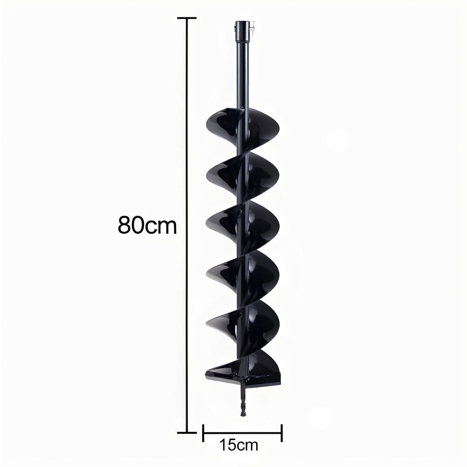 Broca para tierra de acero de 800 mm, con perno de seguridad y adaptador, broca SDS en espiral para jardín, broca para pozo, trabajo de excavación, broca para suelo, negro (800 mm x 150 mm)
