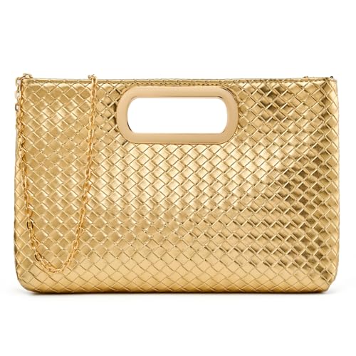 Image of DETARA Woven Evening Bag Clutch Purses for Women Fashion PU Leather Crossbody Purse for Wedding Party and Prom