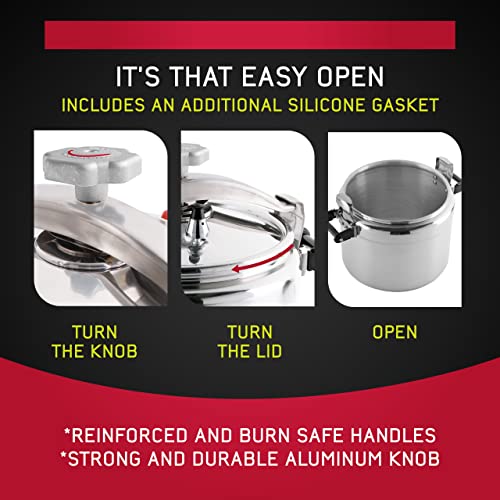 Image of Universal (Large) 26-Quart Aluminum Pressure Cooker for Professional Use - Commercial-Grade, 1 Safety Valve, Reinforced Handles, Easy-Open Lid, - Ideal for Large Kitchens, and Restaurants