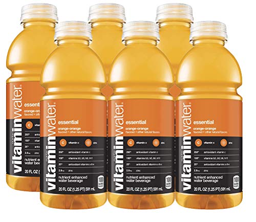 Vitamin Water Essential Orange, Electrolyte Enhanced Bottled Water with Vitamins, 20-Ounce (Pack of 6, Total of 120 Oz)