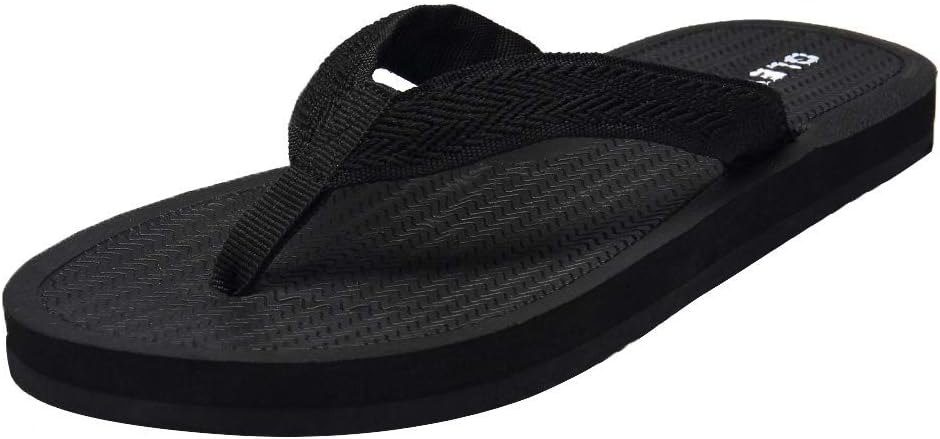 Womens Flip Flops Sandals Summer Beach Slippers 8 W1-black