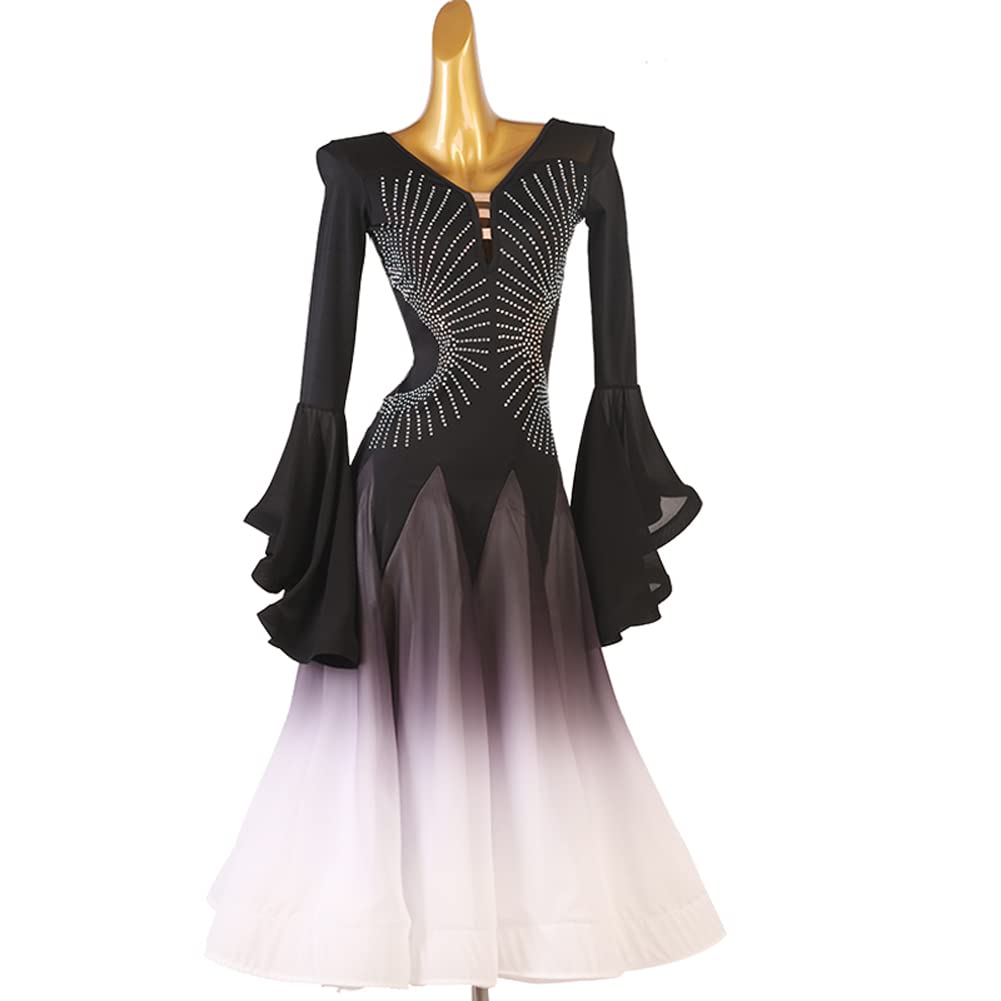 Female Ballroom Dance Dresses for Women Competition Smooth Butterfly Sleeves Modern Waltz Cha Cha Dress Black