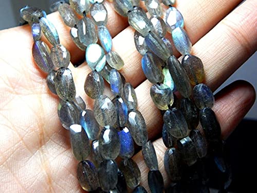 Perles en labradorite facettée forme ovale 4.5x6.5 mm pour collier DIY