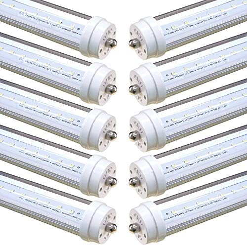 Five Star Lights T12 8FT LED Light Tube 40W(90W Equivalent), 5000K, 3600 Daylight Lumen Brightness, ETL Listed, Dual-Ended Power, Energy Saving Fluorescent Tube Replacement (10-Pack, T12 8FT 40W)