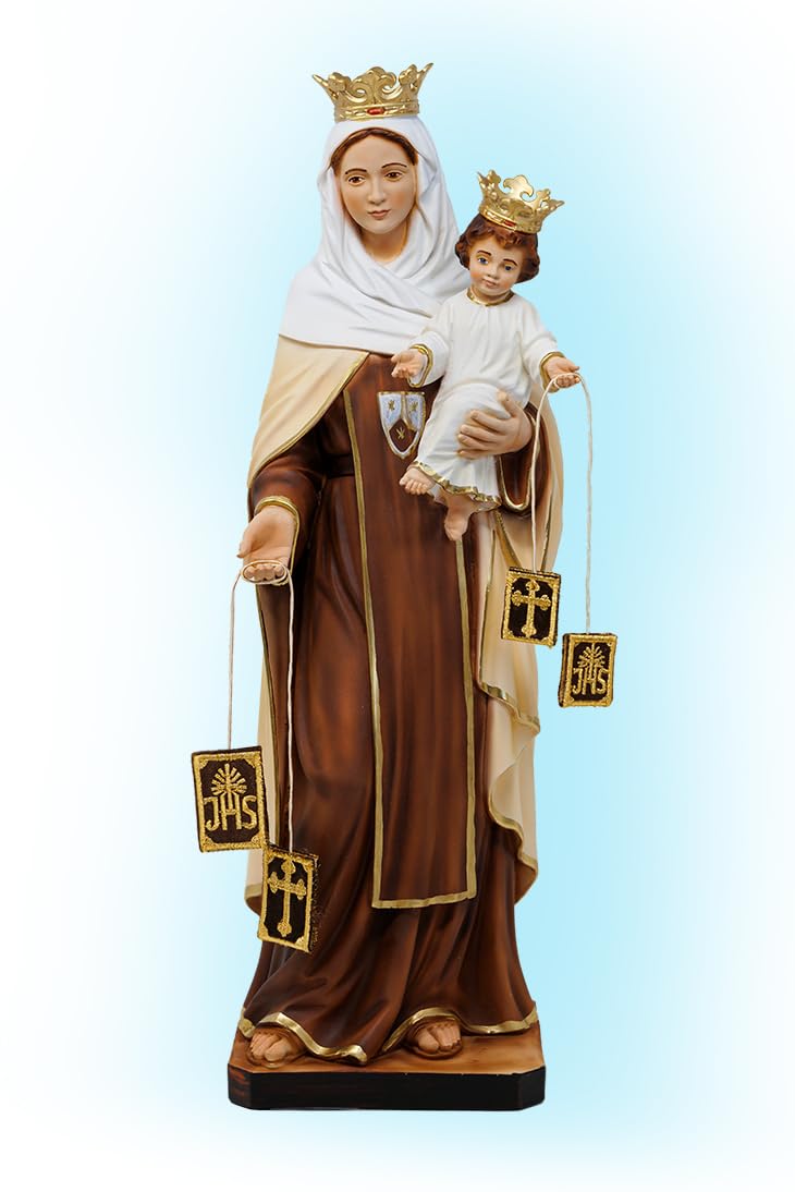 Generico Statua della Madonna del Carmine cm 40 (15,74 inches) in resina decorata a mano di produzione artigianale italiana