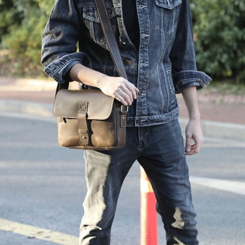 Single Shoulder Bun Top Layer Cowhide Briefcase Personality Crossbody Handbag4