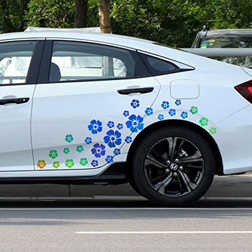 Image of 1 Set Flower Graphics Car Auto Body Sticker DIY Colorful Flower Pattern Self-Adhesive Car Side Vinyl Sticker Hood Decal, Holographic Laser