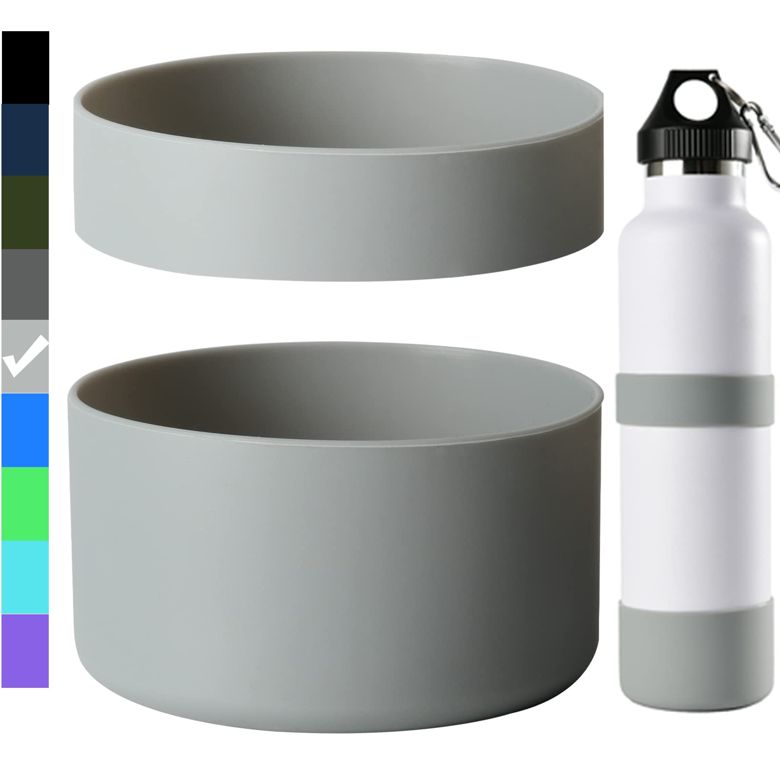 Miracredo 2 PCS Water Bottle Boot, Silicone Bottle Sleeve Compatible with Simple Modern, Iron Flask, Thermoflask, Hydro Flask & More Water Flasks, Anti-Slip Sleeve Cover, BPA Free Rubber Base
