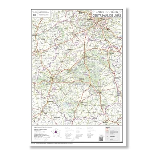 Carte routière de la région Centre-Val de Loire - Poster
