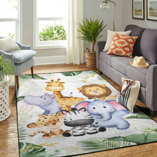 Tapete decorativo con animales y hojas jungla 36x60 pulgadas miniatura 3