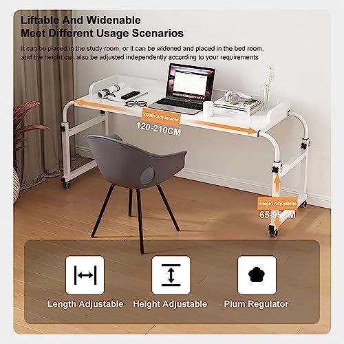 Table de lit King-Size blanche à roulettes pour ordinateur portable