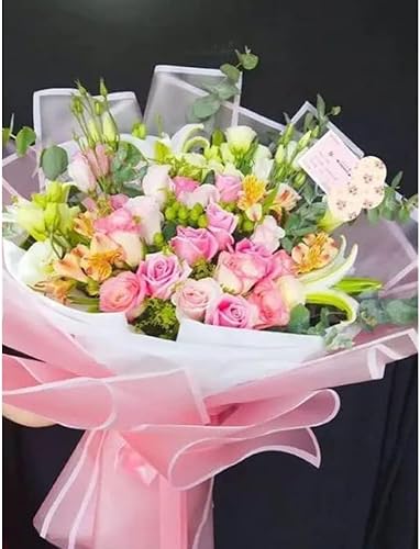 Miniatura 7 de VOWOVOSDAY 20 piezas de papel de regalo de flores, papel de regalo de ramo de flores impermeable de 23 x 23 pulgadas, utilizado para manualidades,