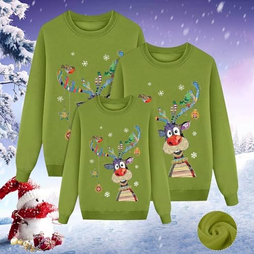 Felpa Natale Per Tutta La Famiglia - Set Coordinato Con Stampa Renna, Maniche Lunghe, Girocollo - Per Uomo, Donna E Bambino