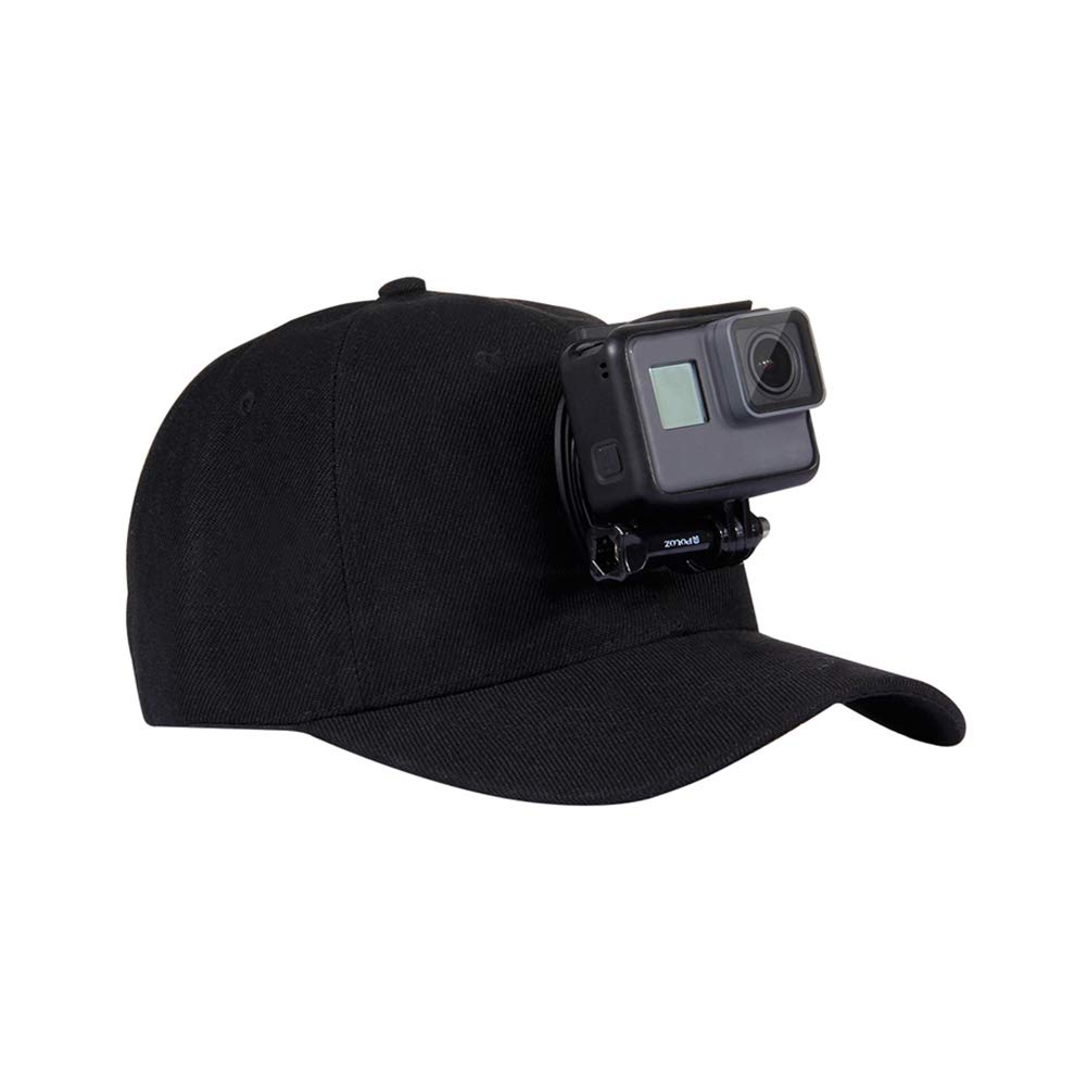 VlugTXcJ Camera Baseball Cap Adjustable Cap Baseball Hat with Quick Release Buckle Mount Floating Hat Mount Compatible for GoPro Action Cameras Black