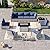 11-Piece Patio Furniture Set, Outdoor Patio Furniture with Fire Pit Table, Swivel Chairs Set, Thick Cushions, Modular Patio Sofa, Dual-Strand Wicker Rattan, Rust-Resistant Frame, Navy Blue