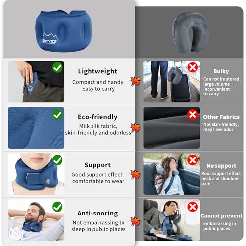 Almohada inflable de viaje 60 cm azul ajustable miniatura 4