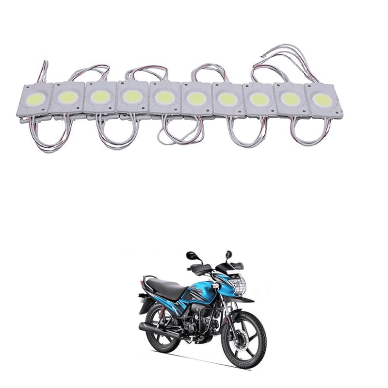 LOVMOTO Universal LED Module Light Interior Exterior 12V COB Coin Injection Decorative Lamp with Adhesive Backside for Car, Home & Decoration (10 Strips, White) Comfortable For Pas-sion Pr-o