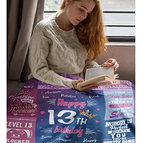 Wisegem 13Th Birthday Gifts For Girls - Best Gifts For 13 Year Old Girls 50"X40" Blanket - Gifts For 13 Year Old Girl - Teenage Girl Gifts For 13 Year Old Girl - 13 Year Old Girl Gift Ideas Bday Decor #TOP1