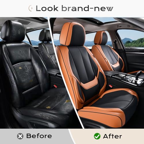 Image of Coverado Car Seat Covers, Front Covers for Cars, Car Seat Cover Front Seats, Automotive Seat Cover, Waterproof, Leather Car Seat Cushion, Universal Interior Seat Protectors for Most Cars