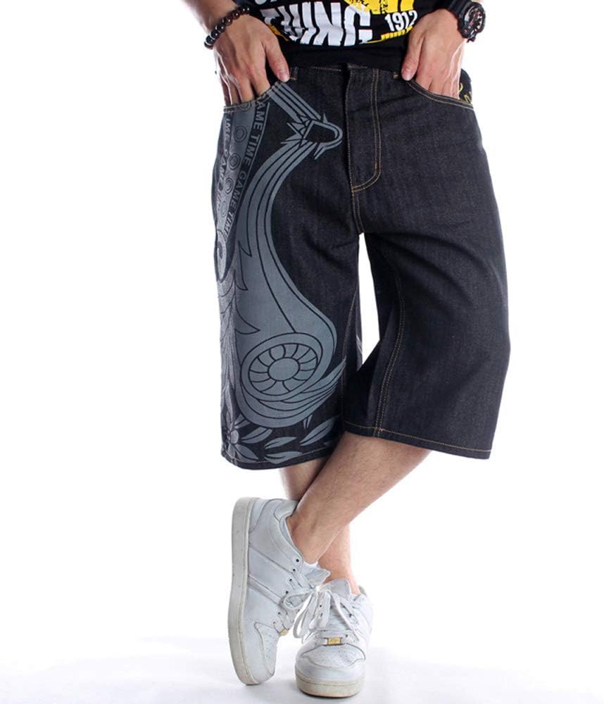 Chowsir Men Fashion Loose Embroidery Hip Hop Straight Denim Jeans Baggy Jeans