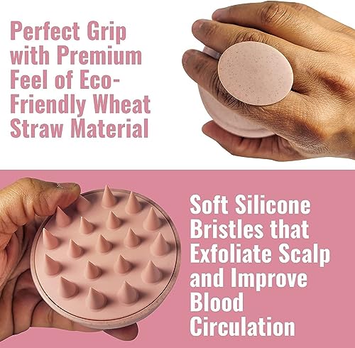 Image of QIQI Scalp Massager Shampoo Brush, Eco-friendly Wheat Straw body with Soft Silicon Bristles, Hair Scalp Scrubber, Scalp Exfoliator Dandruff Removal, Prevents Hair loss for Men, Women (AW35)