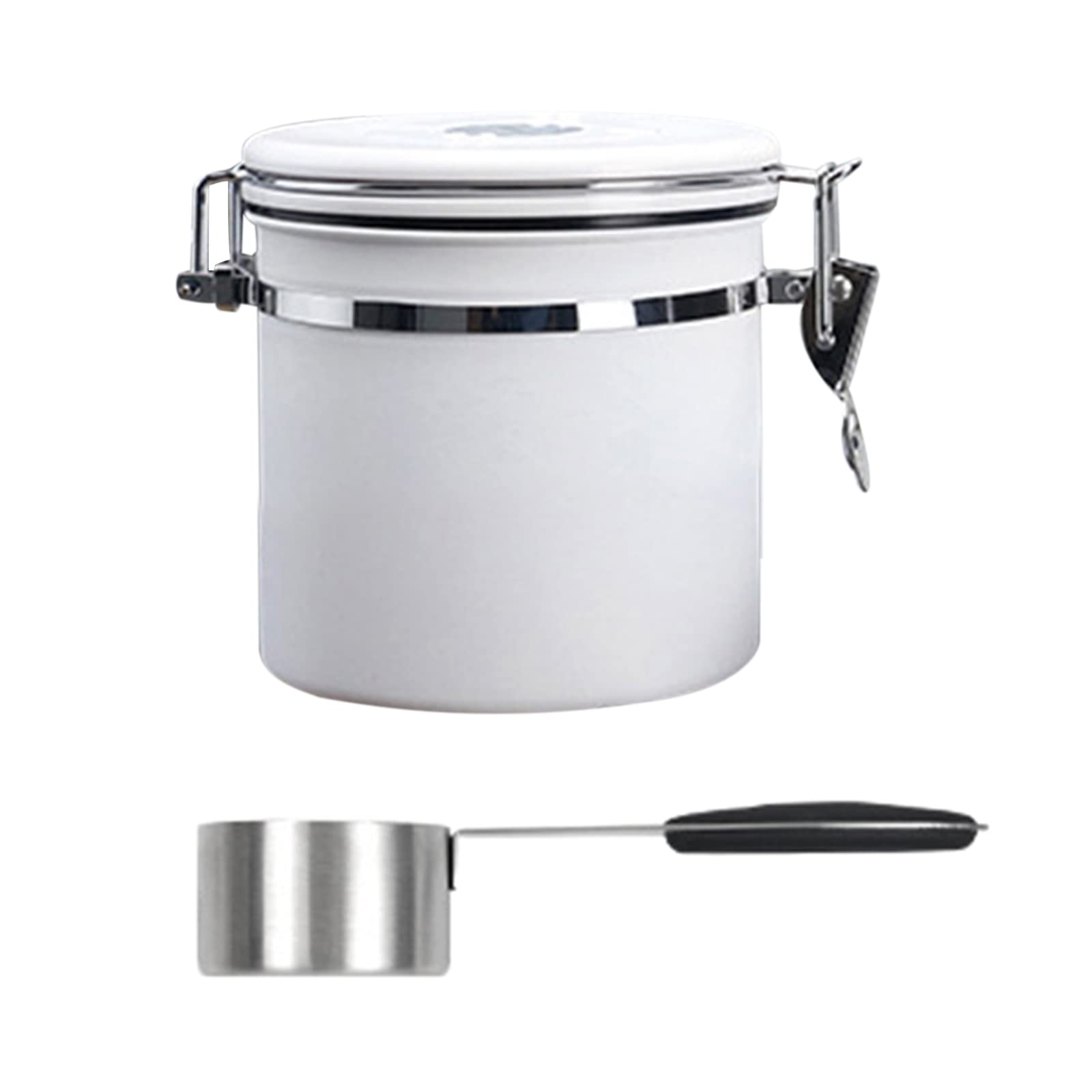 Tsophreniq 1.2L Coffee Canister Airtight Stainless Steel Container with Date-Tracker Measuring Scoop Bean Sealed Jars Containers