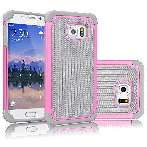 Tekcoo for Galaxy S6 Case, [Tmajor Series] [Pink/Grey] Shock Absorbing Hybrid Rubber Plastic Impact Defender Rugged Slim Hard Case Cover Shell for Samsung Galaxy S6 S VI G9200 GS6 All Carriers