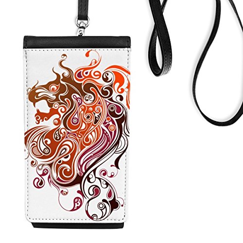Porte-monnaie téléphone dragon en faux cuir noir pour smartphone