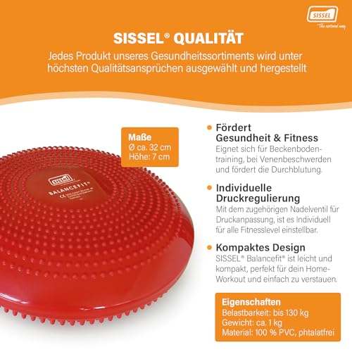 SISSEL® Balancefit® Rot | Ganzkörper-Training für Balance und Koordination | Perfekt für Beckenboden- und Fußmassage | Made in Germany | Ø32cm, Höhe 7cm | Belastbar bis 130kg