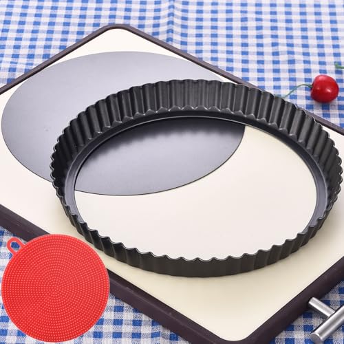 DATANYA Tart Pan 9 Inch Tart Pans Removable Bottom, Non-Stick Quiche Pan Carbon Steel Heavy Duty Pie...