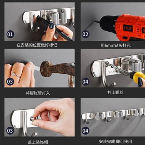 Suporte Vassoura Organizador de Ambiente Suporte Parede Multiuso Inox - Grande