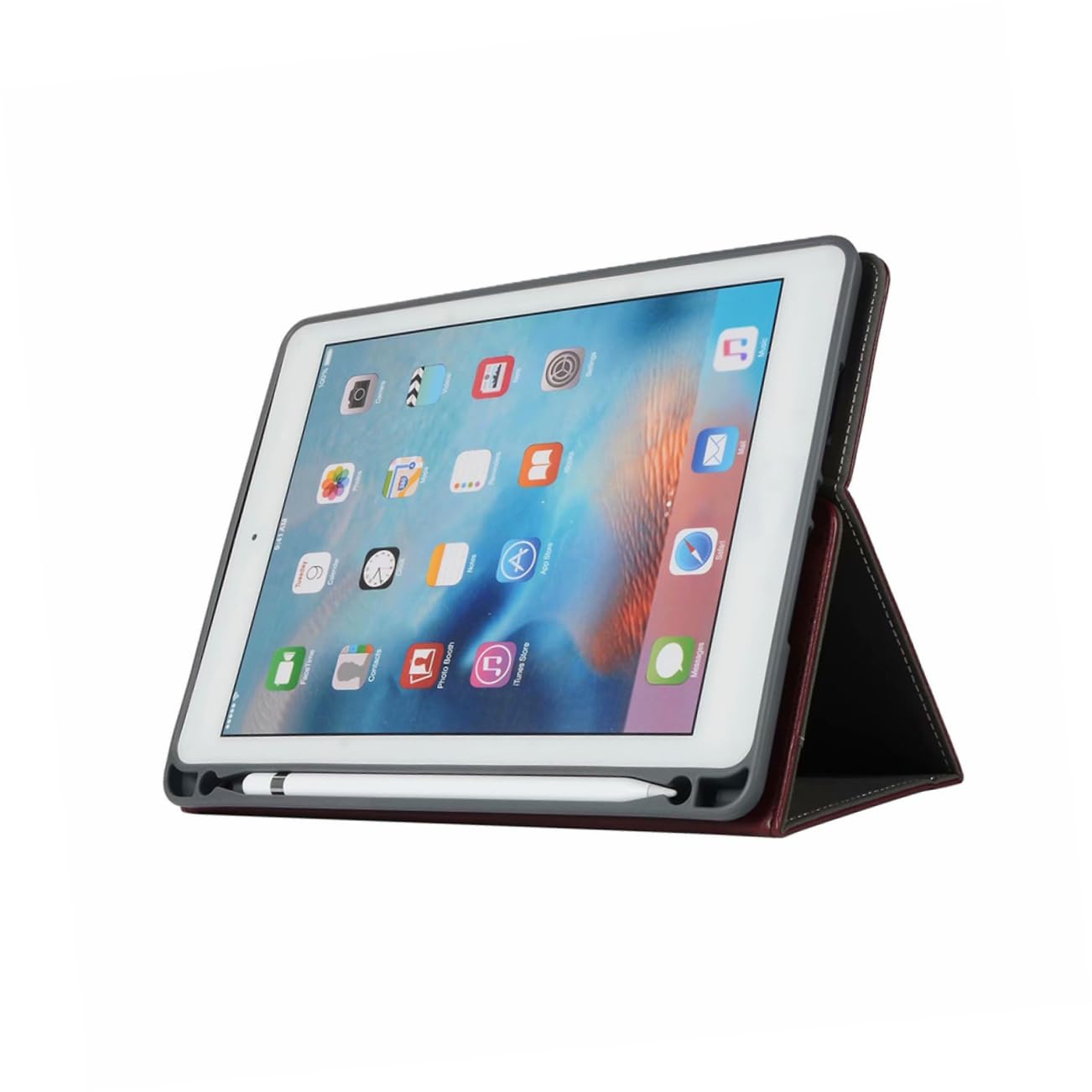 DOITOOL Custodia in Pu per Tablet Rosso Scuro con Protezione Antigraffio e Fori Precisi