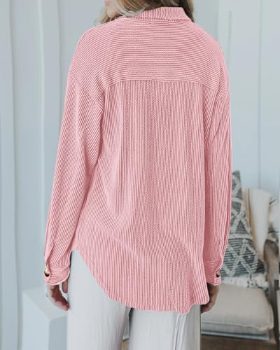 Image of PRETTYGARDEN Women's Textured Oversized Button Down Shirts