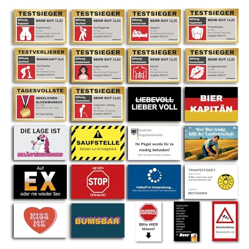 125x Malle Sticker Set in Top-Qualität mit UV-Beschichtung | 25 Motive x 5 Sticker | Malle Accessoire Sauf Saufen JGA Mallorca Aufkleber Stiftung Karneval Fasching Festival Party | by Drinkoparty