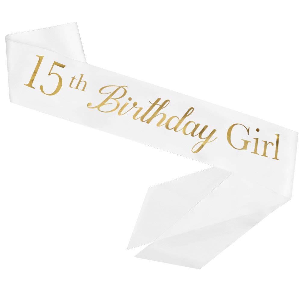 Yuvi Gift Gallery Decorative Satin Happy Birthday Sash for Birthday Boy/Girl & Party Decoration Accessory (15th Birthday Girl) - Image 2 thumbnail