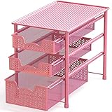 Simple Houseware Stackable 3 Tier Sliding Basket Organizer Drawer, Pink