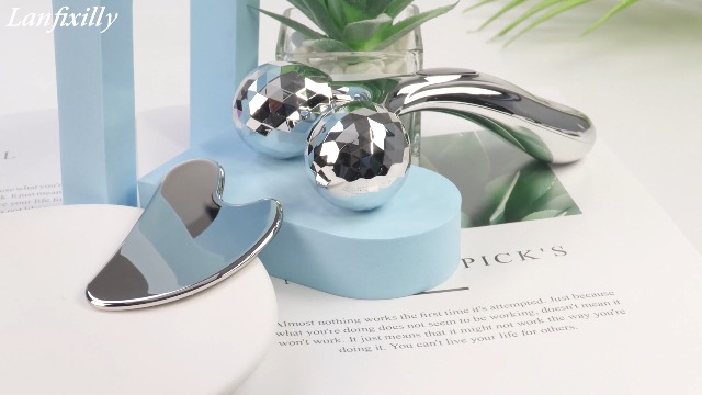 Amazon.com: Lanfixilly Stainless Steel Gua Sha and Face Roller Set