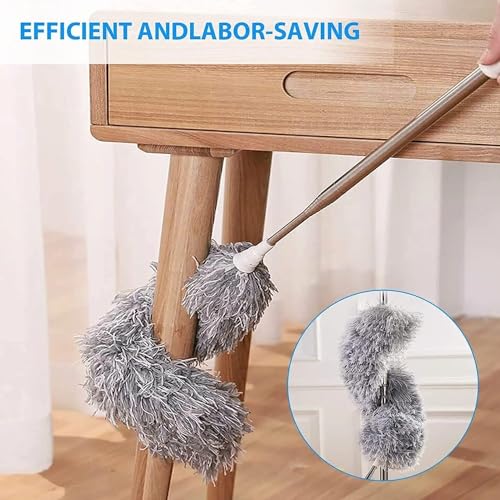 Image of Cleaning Brush Feather Microfiber Duster with Extendable Rod Dust Cleaner Fit Ceiling Fan Car Home Office Cleaning Tools (Multicolour)