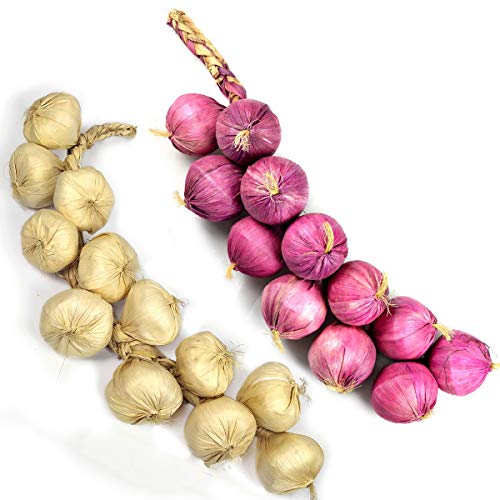 Image of Artificial Onion with Garlic Simulation Foam Vegetables Fake Onion Hanging String Home Decoration Pack of Combo
