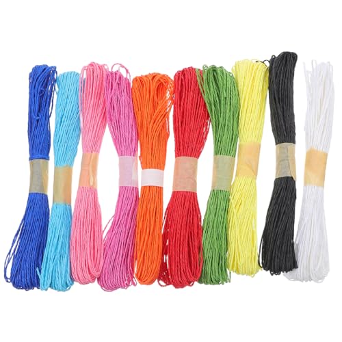 VILLCASE 10pcs Colorful Paper Twine String Soft Braided Craft Rope for DIY Art Projects Easy Handling for Home and School for Creative Wrapping and Crafting Activities